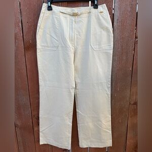 St. John Sport Cream Wide Leg with Gold Hardware Classic Pants Women’s Size 6